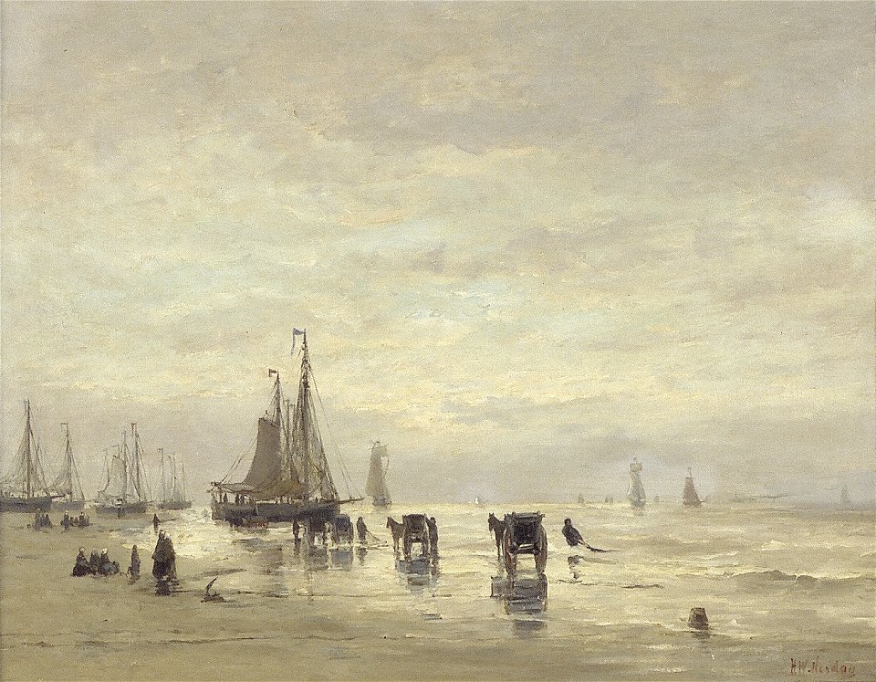 H.W. Mesdag - Strand met boten en schelpvissers - B3 - Cultural Heritage Agency of the Netherlands Art Collection