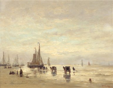 H.W. Mesdag - Strand met boten en schelpvissers - B3 - Cultural Heritage Agency of the Netherlands Art Collection