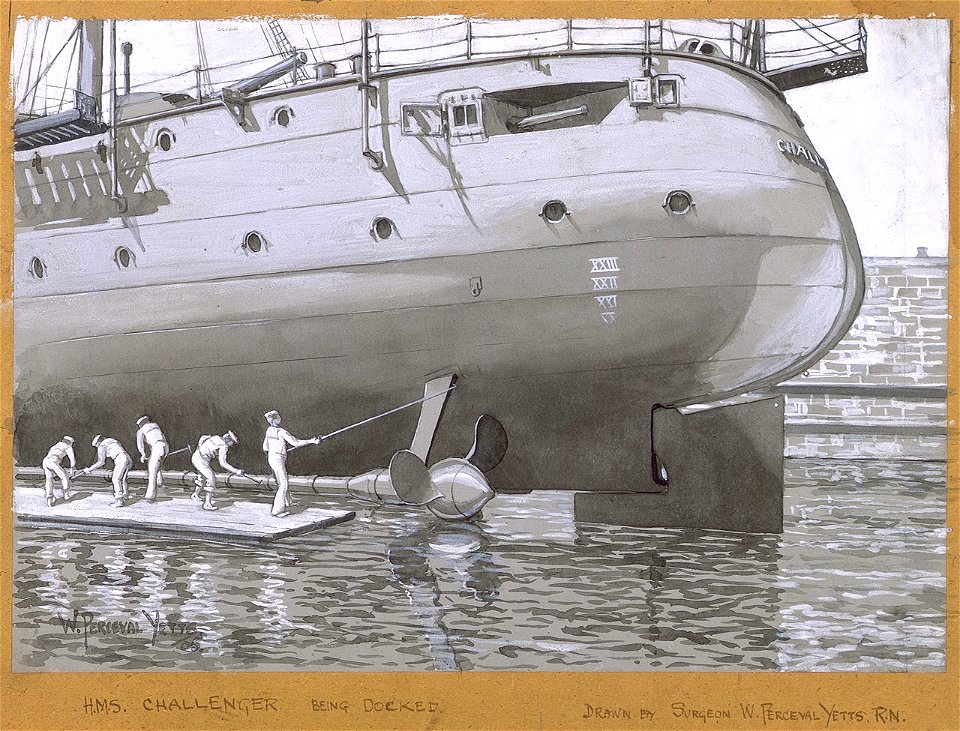 H.M.S. Challenger being docked RMG D5131