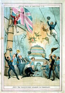 H.M.S. Constitution engaging les Democrats. Monthly sheet of caricatures No.62 (caricature) RMG PW3988