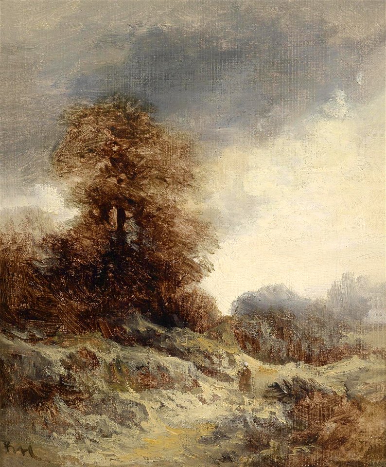 Remigius Adrianus Haanen - Autumn landscape with decorative figures