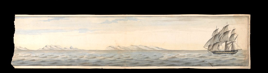H.M.S. Director 1784 with St Helena in the distance RMG PY0742