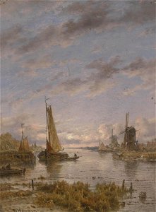 Remigius Adrianus Haanen - Dutch canal with sailing boats (1891)