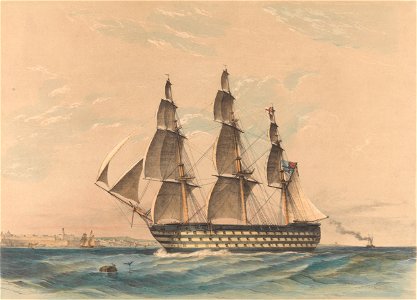 H.M.S. Howe - entering Malta Harbour 1843 RMG PY0793 (cropped)
