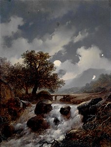 Remigius Adrianus Haanen - Stream in the moonlight (1840)