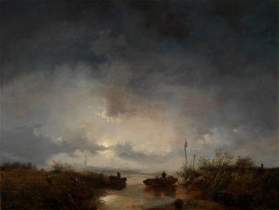 Remigius Adrianus Haanen - Fishermen in a moonlit night