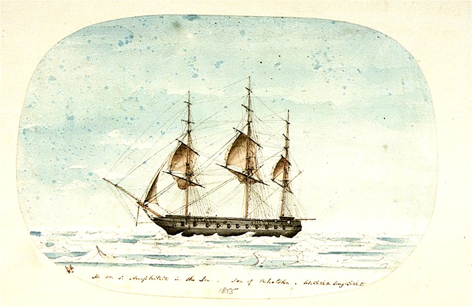 H.M.S. Amphitrite in the Ice. Sea of Ochotska. Lat. 53o 50'.n. Lony 142o OO'.E RMG PU6113
