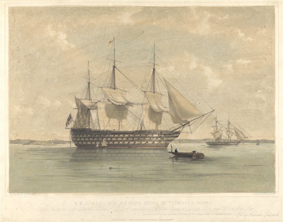 H.M.S. Caledonia, 120guns, lying in Plymouth Sound - RMG PY0771