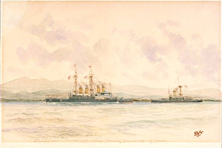 H.M.S. Camperdown ramming H.M.S. Victoria Thursday June 22nd 1893 off Tripoli RMG PU6305