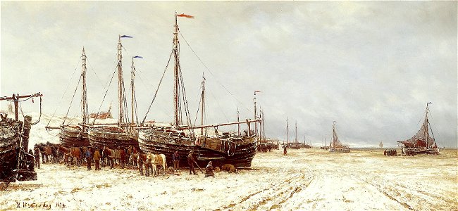 H.W. Mesdag - Boten op het strand bij Scheveningen - B363 - Cultural Heritage Agency of the Netherlands Art Collection