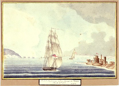 H.M.S. Magicienne passing through the Needles March 10th 1816 RMG PU6087