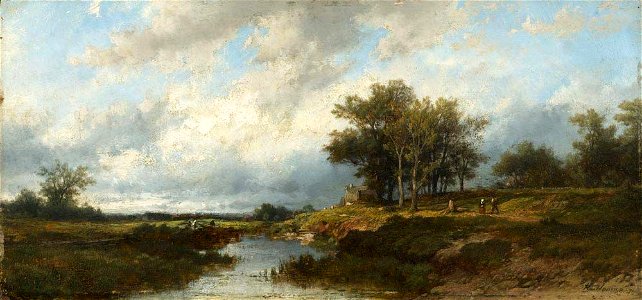 Remigius Adrianus Haanen - River landscape with figures