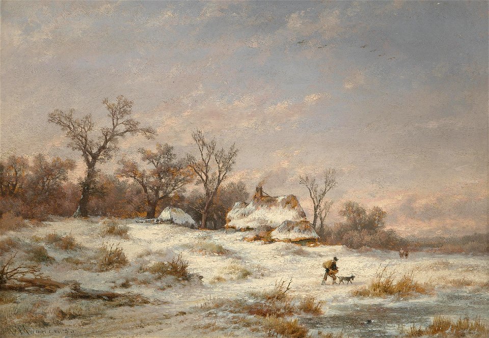 Remigius Adrianus Haanen - Winter landscape with decorative figures (1890)