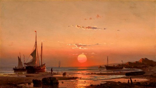 Ships at Sunset by Mauritz Frederick Hendrick de Haas