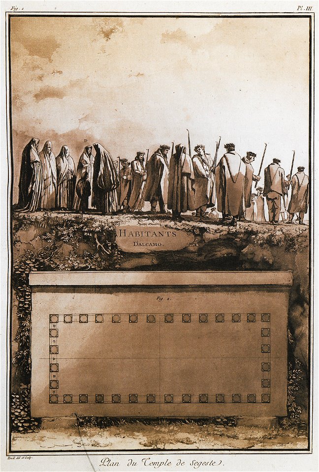 Habitants d'Alcamo Plan du Temple de Segeste - Houel Jean - 1782