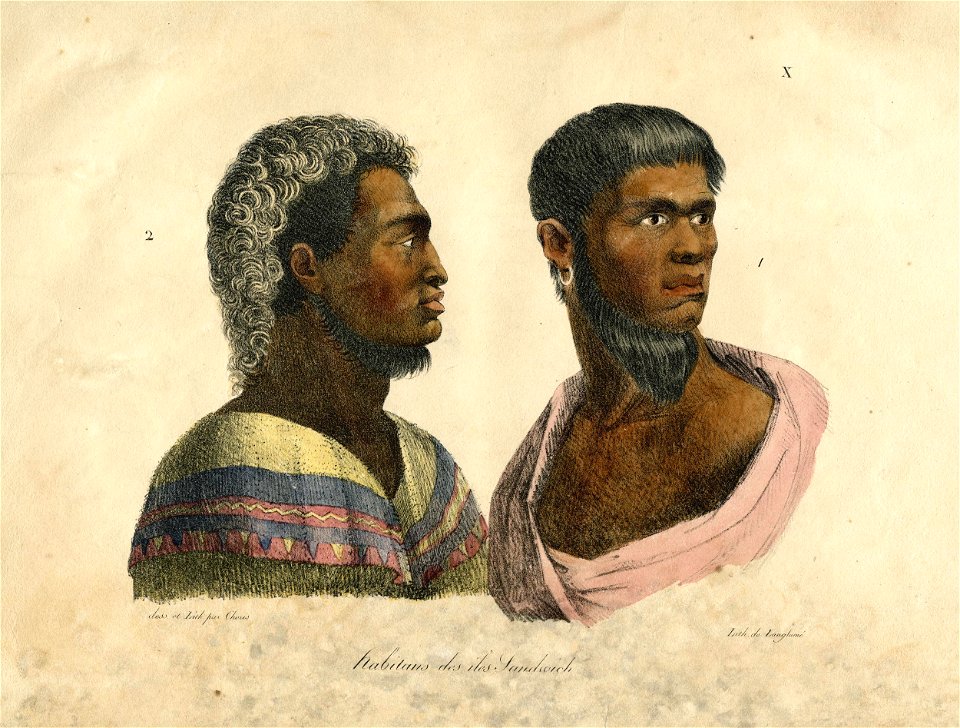 Habitans des iles Sandwich (inhabitants of the Sandwich Islands) (BM Oc2006,Prt.100)