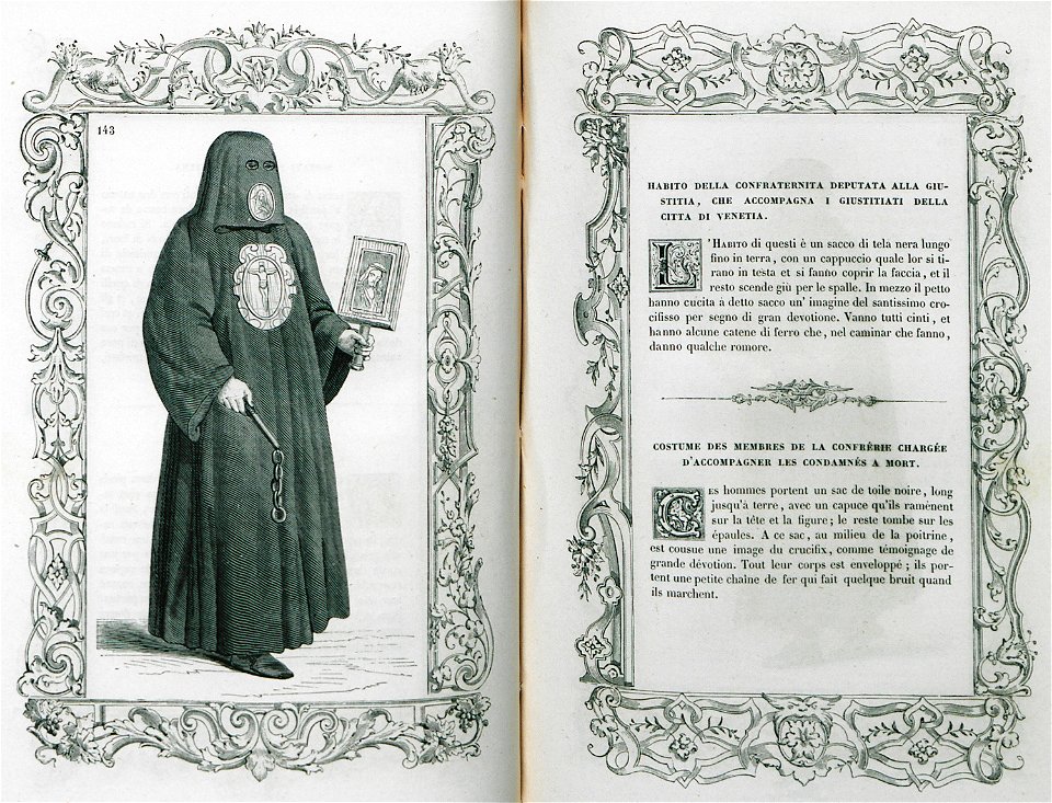 Habito della confraternita deputata alla giustitia, che accompagna i giustitiati della citta di Venetia - Vecellio Cesare - 1860