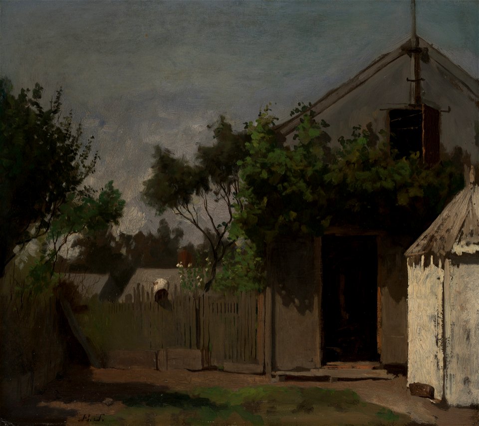 Eastman Johnson - The Back Fence - 2001.147.4 - Yale University Art Gallery