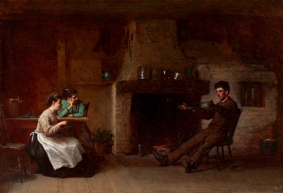 Eastman Johnson - Winding Yarn (Interior of a Nantucket Kitchen) - 355.1915 - Cleveland Museum of Art