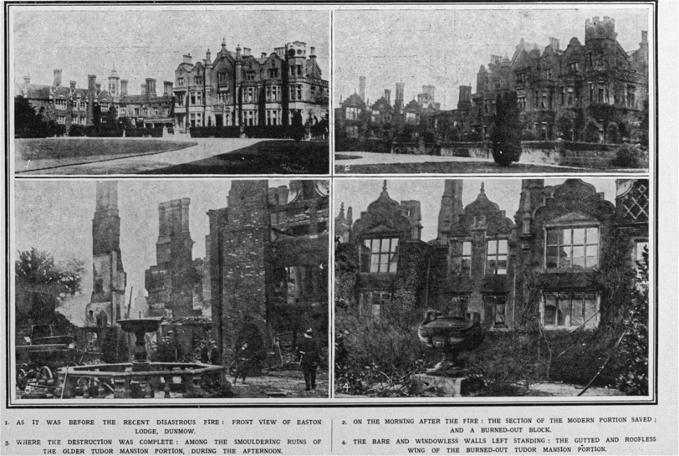 Easton Lodge 1918 fire ~ The Illustrated London News