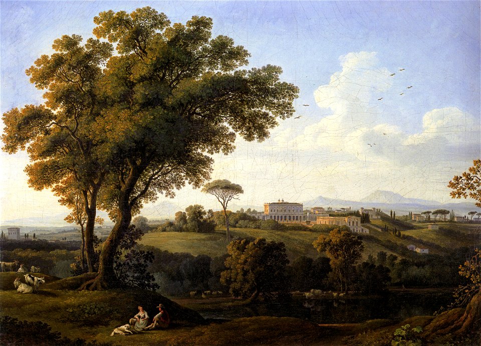 Hackert, Blick auf die Villa Albani in Rom, 1779