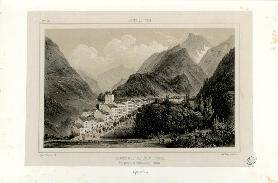 Eaux-Bonnes - Grande rue des Eaux-Bonnes - Vue prise de la Promenade Horizontale - Fonds Ancely - B315556101 A PETIT 2 018