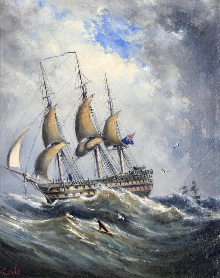 Ebenezer Colls - Man of War at sea