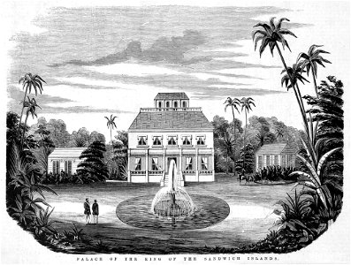 Ebenezer and David Syme, Palace of the King of the Sandwich Islands, September 27, 1866. Free illustration for personal and commercial use.