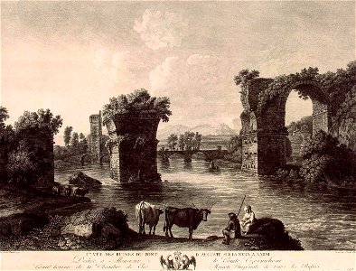 Georg Abraham Hackert - Ruins of the Augustan Bridge at Narni - WGA11015
