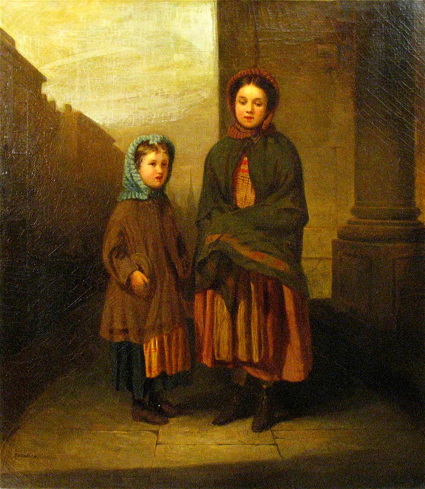Manner of Eastman Johnson - A Portrait of a Mother and Daughter