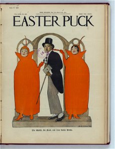 Easter Puck - the world, the flesh, and two little devils - W.E. Hill '13. LCCN2011649476. Free illustration for personal and commercial use.