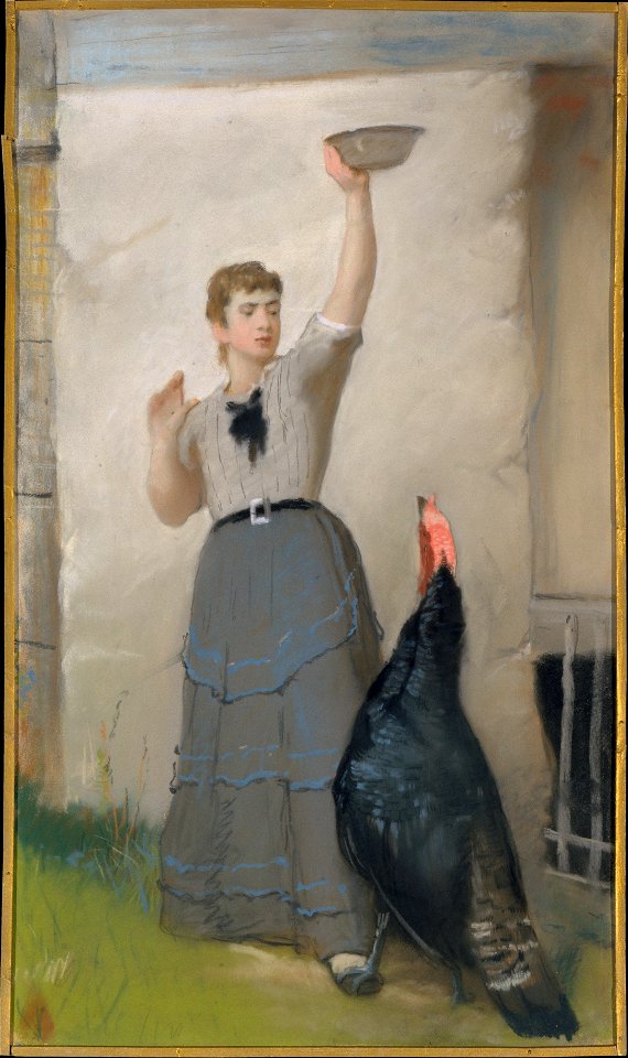 Eastman Johnson - Feeding the Turkey