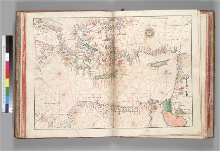 Eastern Mediterranean and Aegean Sea. Battista Agnese, PORTOLAN ATLAS (Italy ca. 1550)
