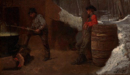 Eastman Johnson - The Sugar Camp (also known as Making Maple Sugar or Susan Ray’s Maple Sugaring Kitchen) - 1992.5.14 - Yale University Art Gallery. Free illustration for personal and commercial use.