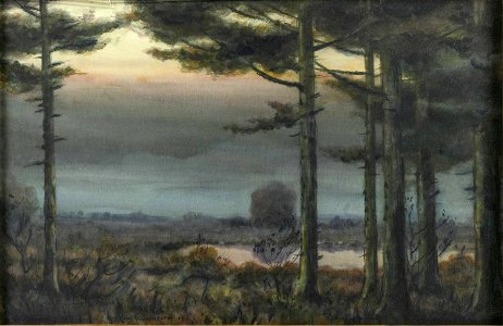 Twilight in the Forest by Charles Warren Eaton, watercolor. Free illustration for personal and commercial use.