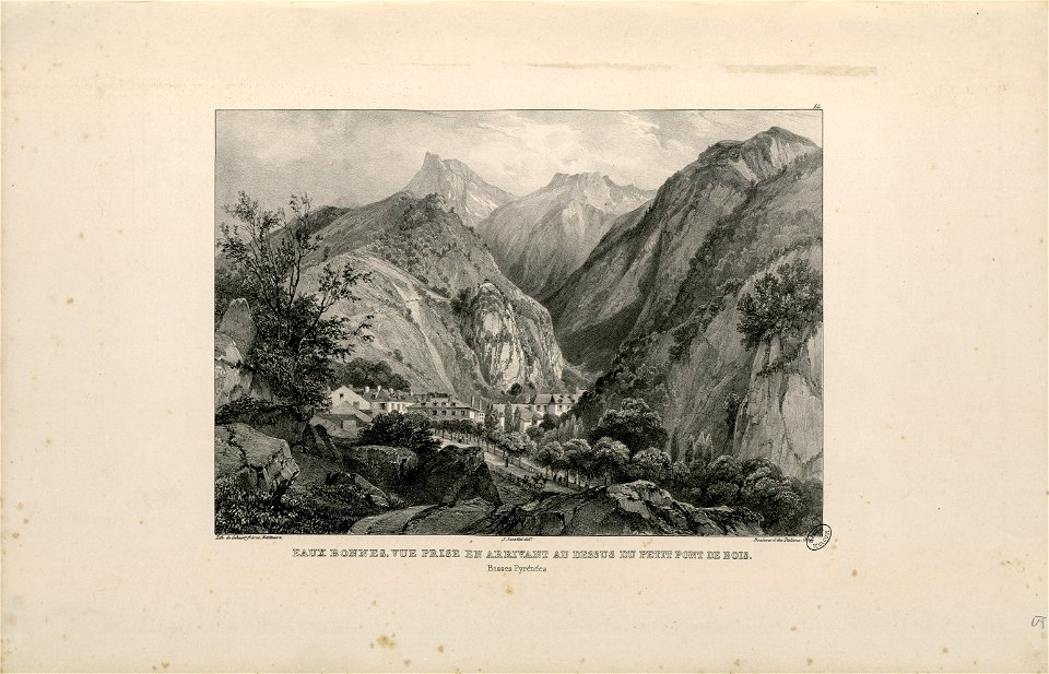 Eaux Bonnes, vue prise en arrivant au dessus du petit pont de bois (Basses Pyrénées) - Fonds Ancely - B315556101 A JACOTTET 1 018