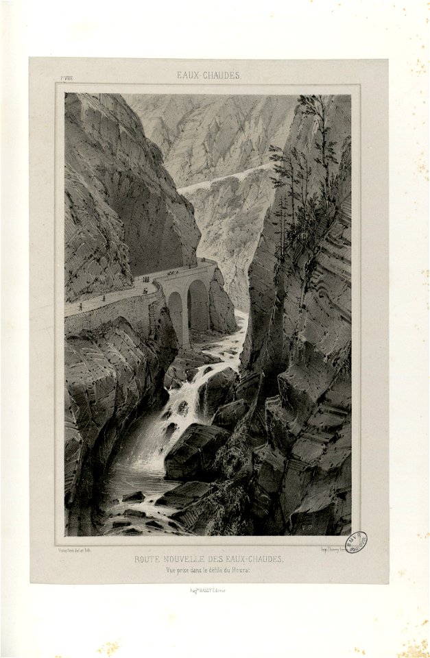 Eaux-Chaudes - Route nouvelle des Eaux-Chaudes - Vue prise dans le défilé du Hourat - Fonds Ancely - B315556101 A PETIT 2 028