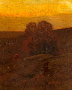 Autumnal Gold by Charles Warren Eaton, oil. Free illustration for personal and commercial use.