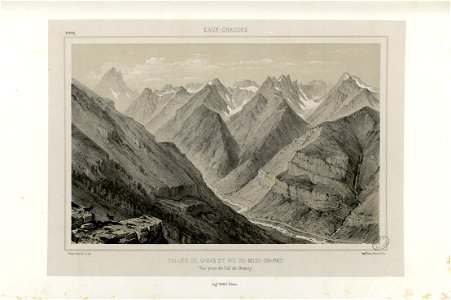 Eaux-Chaudes - Vallée de Gabas et Pic-du-Midi-de-Pau - Vue prise du Col de Gourzy - Fonds Ancely - B315556101 A PETIT 2 033
