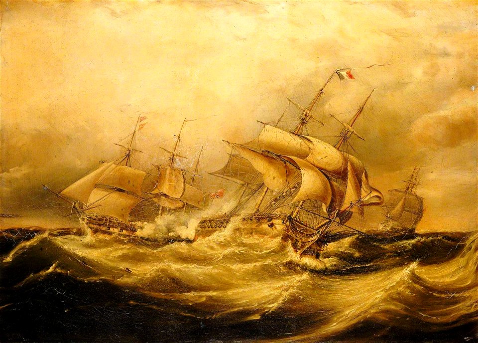 Ebenezer Colls (1812-1887) - Destruction of the 'Droits de l'Homme', 13 January 1797 - BHC0482 - Royal Museums Greenwich