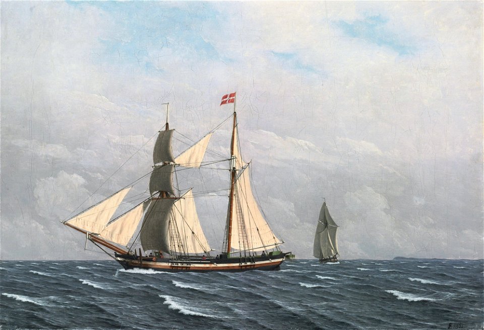 Christoffer Wilhelm Eckersberg - A Sailing Boat in full sail (1832)