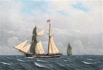 Christoffer Wilhelm Eckersberg - A Sailing Boat in full sail (1832). Free illustration for personal and commercial use.