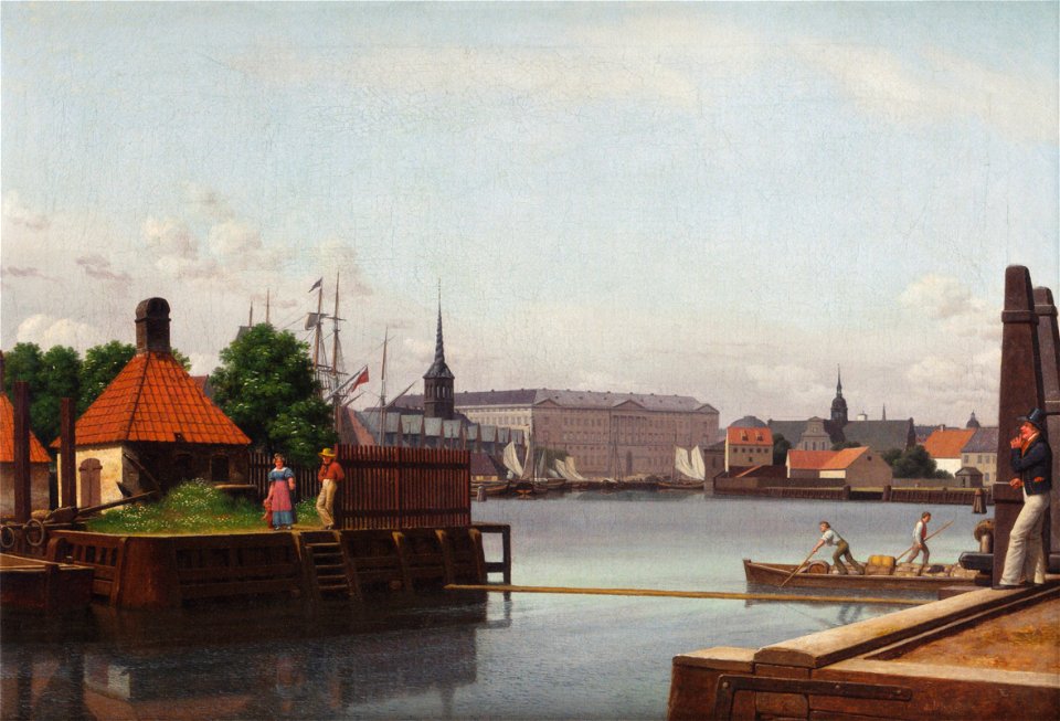 Eckersberg, CW - Børsen, Christiansborg, Holmens Kirke, set fra Asiatisk Kompagnis Plads - 1832