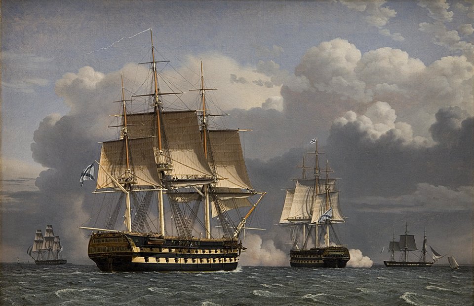 Eckersberg, CW - To russiske linjeskibe som saluterer - 1827
