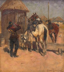 Ede Lengyel-Rheinfuss - Husár pri studni - O 286 - East Slovak Gallery