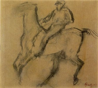 Edgar Degas - 'Jockey on Horse', charcoal on paper,