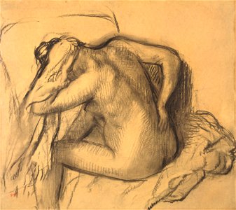 Edgar Degas - After the Bath, Woman Drying Her Hair - Google Art Project. Free illustration for personal and commercial use.