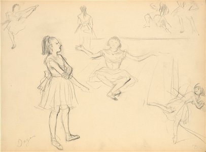 Edgar Degas - Ballet Dancers Rehearsing - Google Art Project. Free illustration for personal and commercial use.