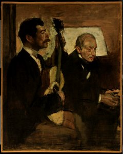 Edgar Degas - Degas's Father Listening to Lorenzo Pagans Playing the Guitar - 48.533 - Museum of Fine Arts. Free illustration for personal and commercial use.