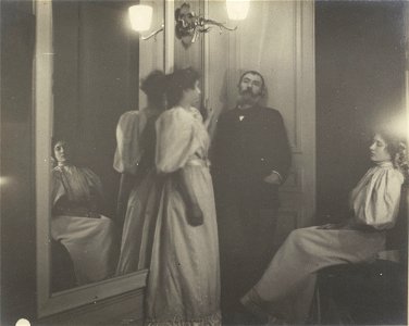Edgar Degas - Portrait of Henry Lerolle with two of his daughters, Yvonne and Christine and a mirror - Google Art Project